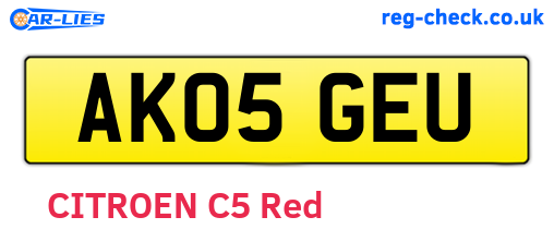 AK05GEU are the vehicle registration plates.