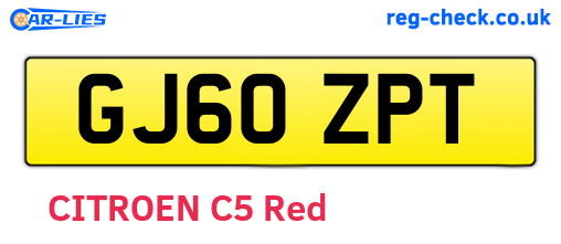 GJ60ZPT are the vehicle registration plates.