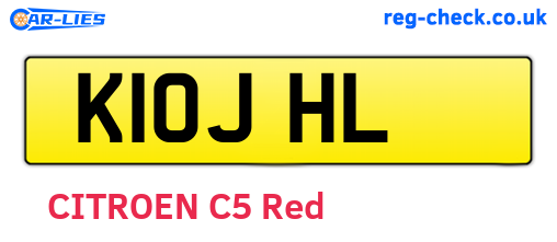 K10JHL are the vehicle registration plates.