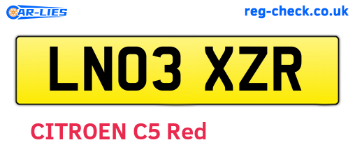 LN03XZR are the vehicle registration plates.