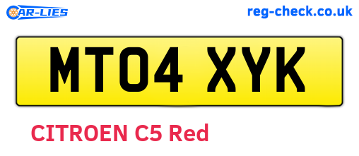 MT04XYK are the vehicle registration plates.