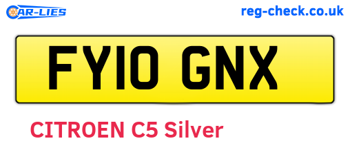 FY10GNX are the vehicle registration plates.