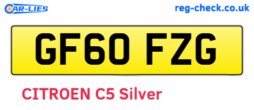 GF60FZG are the vehicle registration plates.