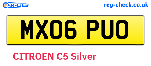 MX06PUO are the vehicle registration plates.