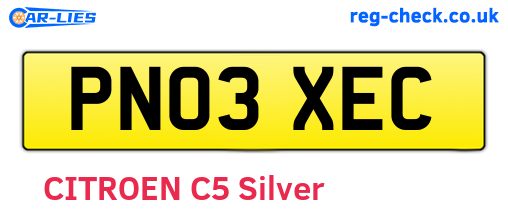 PN03XEC are the vehicle registration plates.
