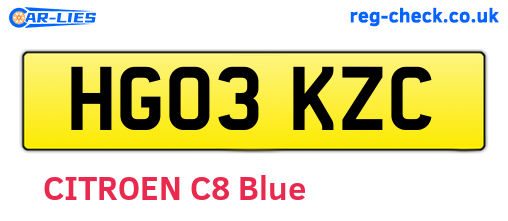 HG03KZC are the vehicle registration plates.