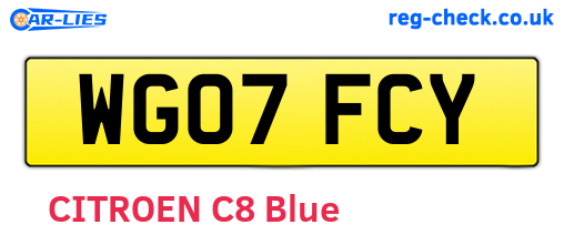 WG07FCY are the vehicle registration plates.
