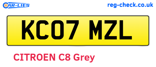 KC07MZL are the vehicle registration plates.