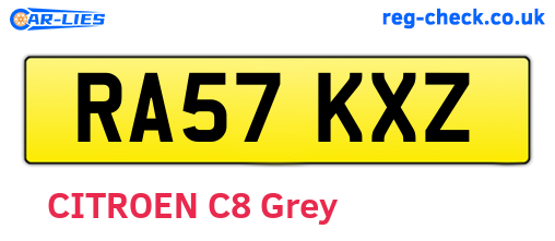 RA57KXZ are the vehicle registration plates.
