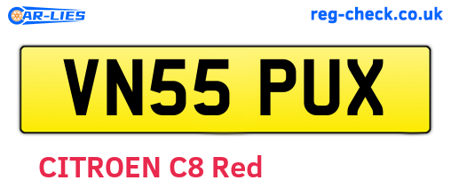 VN55PUX are the vehicle registration plates.