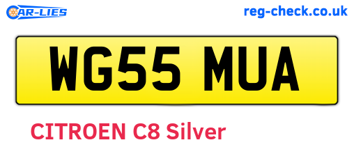 WG55MUA are the vehicle registration plates.