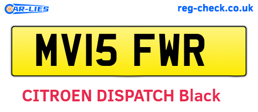 MV15FWR are the vehicle registration plates.