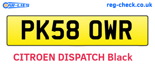 PK58OWR are the vehicle registration plates.
