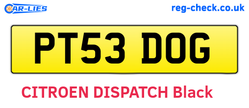 PT53DOG are the vehicle registration plates.