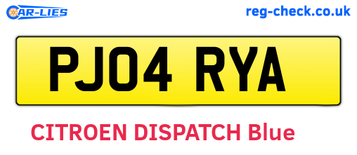 PJ04RYA are the vehicle registration plates.