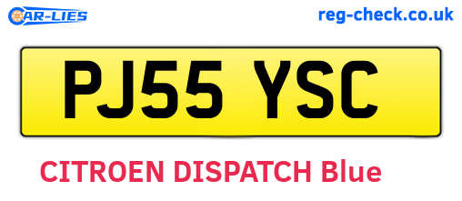 PJ55YSC are the vehicle registration plates.