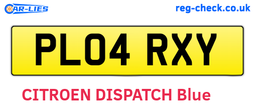 PL04RXY are the vehicle registration plates.