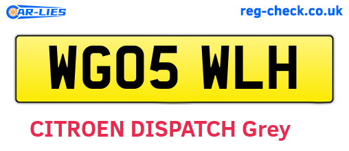WG05WLH are the vehicle registration plates.