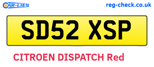 SD52XSP are the vehicle registration plates.