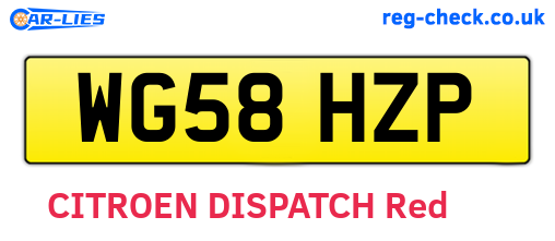WG58HZP are the vehicle registration plates.