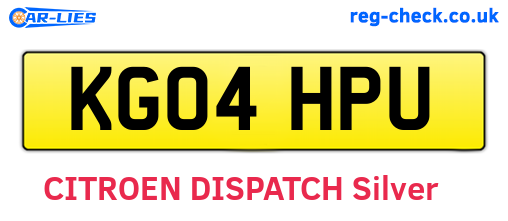 KG04HPU are the vehicle registration plates.