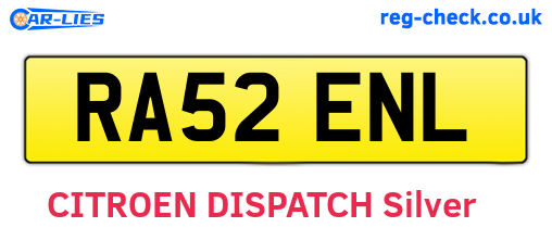 RA52ENL are the vehicle registration plates.