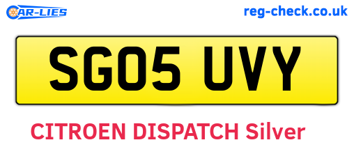 SG05UVY are the vehicle registration plates.