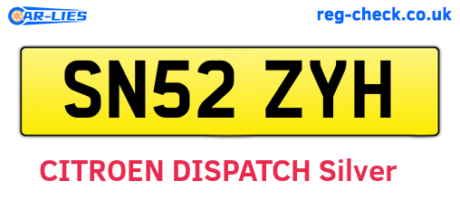 SN52ZYH are the vehicle registration plates.