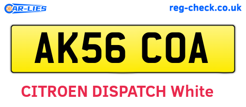 AK56COA are the vehicle registration plates.