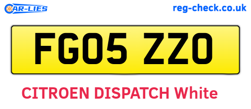 FG05ZZO are the vehicle registration plates.