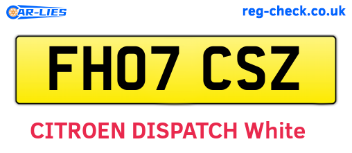 FH07CSZ are the vehicle registration plates.