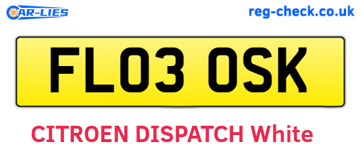 FL03OSK are the vehicle registration plates.