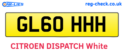 GL60HHH are the vehicle registration plates.