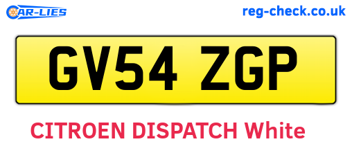 GV54ZGP are the vehicle registration plates.