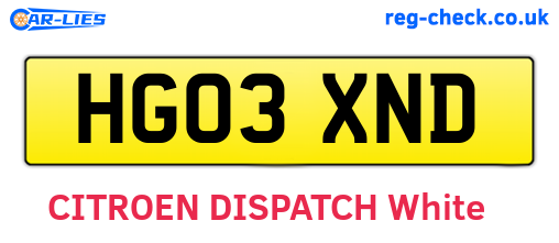 HG03XND are the vehicle registration plates.