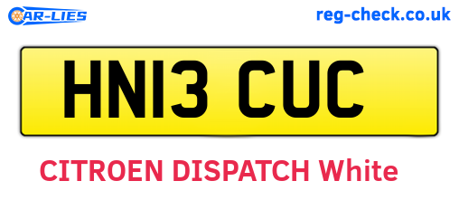 HN13CUC are the vehicle registration plates.