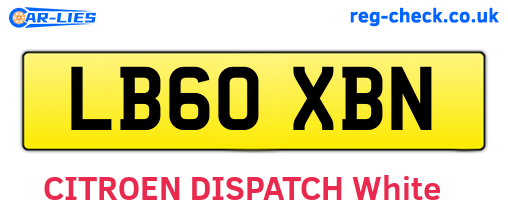 LB60XBN are the vehicle registration plates.