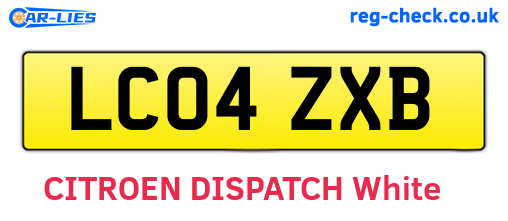 LC04ZXB are the vehicle registration plates.