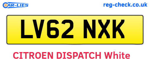 LV62NXK are the vehicle registration plates.