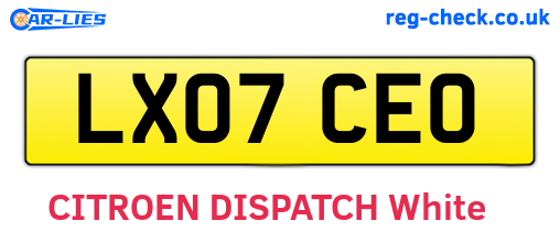 LX07CEO are the vehicle registration plates.