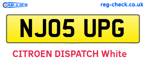 NJ05UPG are the vehicle registration plates.