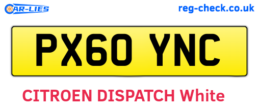 PX60YNC are the vehicle registration plates.