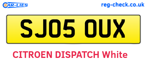 SJ05OUX are the vehicle registration plates.