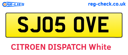SJ05OVE are the vehicle registration plates.