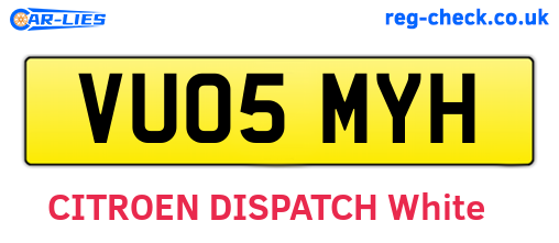 VU05MYH are the vehicle registration plates.