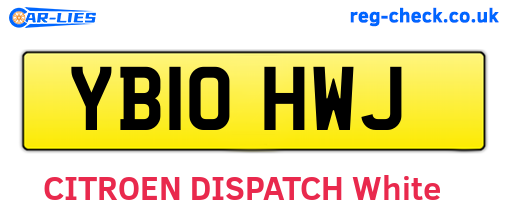 YB10HWJ are the vehicle registration plates.