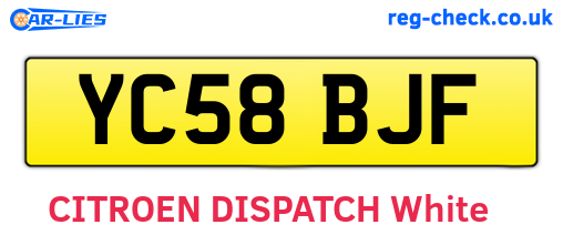 YC58BJF are the vehicle registration plates.