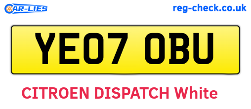 YE07OBU are the vehicle registration plates.
