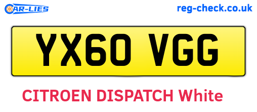 YX60VGG are the vehicle registration plates.