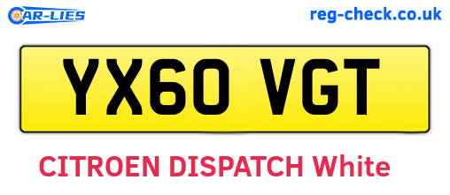 YX60VGT are the vehicle registration plates.